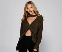 Twist and Stun Open Back Sweater