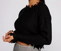 Stylishly Distressed Cropped Sweater