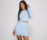 Eyelash Knit Crew Neck Crop Top