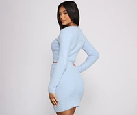 Eyelash Knit Crew Neck Crop Top