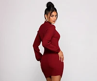 All Dolled Up Ribbed Knit Mini Dress