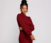 All Dolled Up Ribbed Knit Mini Dress
