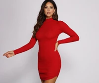 Slay Basics Ribbed Knit Mini Dress