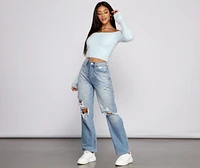 Off The Shoulder Ribbed Eyelash Knit Sweater