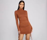 Keeping Knit Real Ruched Mini Dress