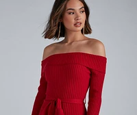 Wrap Me Glam Ribbed Mini Dress