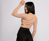 Trendy Girl Ribbed Knit Cropped Sweater