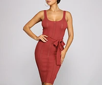 Slay Style Ribbed Scoop Neck Midi Dress