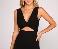 Stylish Twist Ribbed Knit Midi Dress