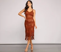 Boho-Chic Crochet Midi Dress