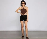 Crochet Knit Handkerchief Crop Top