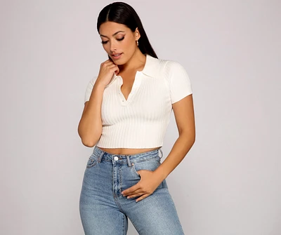 Perfectly Preppy Collared Henley Top