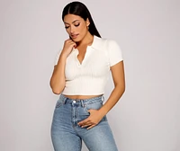 Perfectly Preppy Collared Henley Top