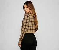 Plaid Daze Cropped Cardigan