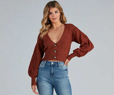 Stylishly Cozy Cable Knit Cropped Cardigan