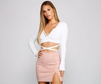 Sultry Basic Ribbed Knit Crop Top