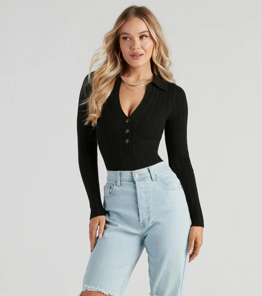 AE Long-Sleeve Henley Bodysuit