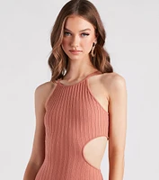 Whatever Rib Takes Cutout Mini Dress
