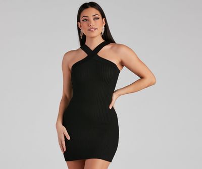 Highly Favored Halter Sweater Dress