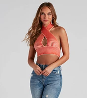 Main Squeeze Striped Halter Wrap Top