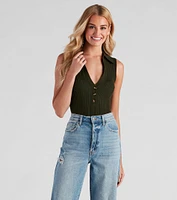 Instant Classic Collared Knit Bodysuit