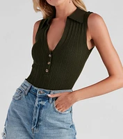 Instant Classic Collared Knit Bodysuit