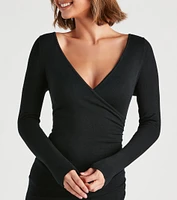 Fall For Surplice Sweater Dress
