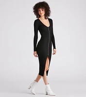 Pearl-Fect Pick Sweater Maxi Dress