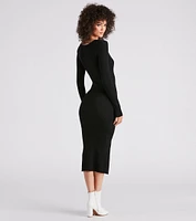 Pearl-Fect Pick Sweater Maxi Dress