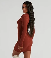 Step It Up Collared Mini Sweater Dress