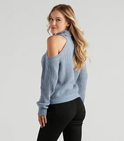 Knit Girl Cold Shoulder Sweater