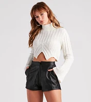 Quite A Bell Sleeve Crop Sweater