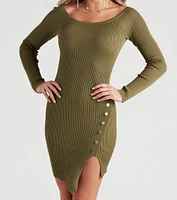 Snap It Scoop Neck Sweater Dress
