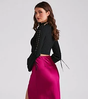 Such A Bell Sleeve Lace-Up Sweater