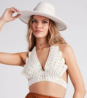 Hearts Flutter Crochet Butterfly Halter Top