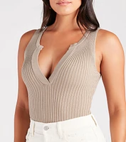 Down A Notch Sweater Knit Bodysuit
