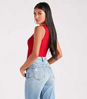 Down A Notch Sweater Knit Bodysuit