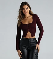 Cute Flair Lace-Up Sweater Crop Top