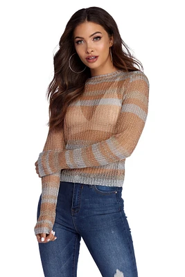 Metallic Moment Striped Sweater