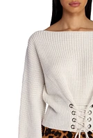 Lovely Lace Up Sweater