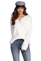 Bat Those Lashes Lace Up Sweater