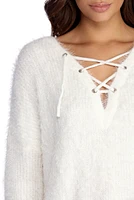 Bat Those Lashes Lace Up Sweater