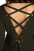 Lattice Back Cozy Pullover Sweater