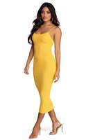 Sleek Style Ribbed Midi Dress