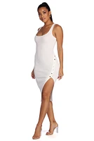 Oh Snap Button Midi Dress