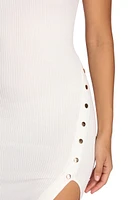 Oh Snap Button Midi Dress