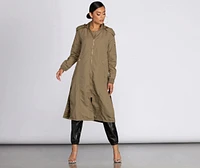 Long Hooded Bomber Jacket