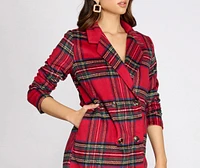 Royal Plaid Long Trench Coat