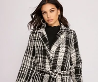 Poised Tweed Belted Coat