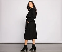 Day Chic Drape Front Belted Coat